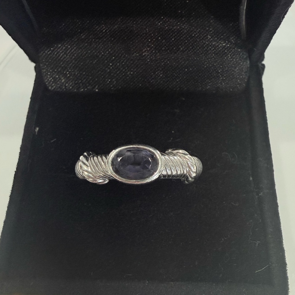 Judith Ripka Sterling Silver 0.56twc Purple Cable Ring Size 71/4 Beautiful - Picture 2 of 9